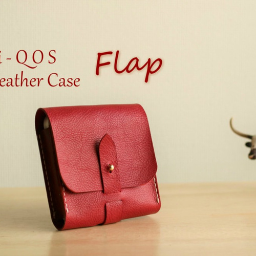 IQOSアイコス専用本革ケースFLAP カーディナルレッドZEBUレザー