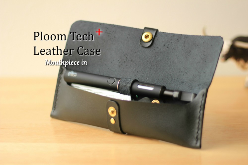 PloomTECH∔　本革プルームテックプラスケースマウスピースin　ボタンブラック　プレゼントに自分用に