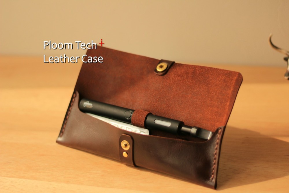 PloomTECH∔本革プルームテックプラスケースマウスピースin　ボタンチョコレート　プレゼントに自分用に