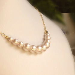 (Re-60) 棉質珍珠項鍊 白色或 Kiska 第1張的照片
