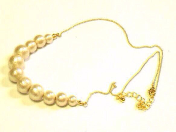(Re-60) 棉質珍珠項鍊 白色或 Kiska 第2張的照片
