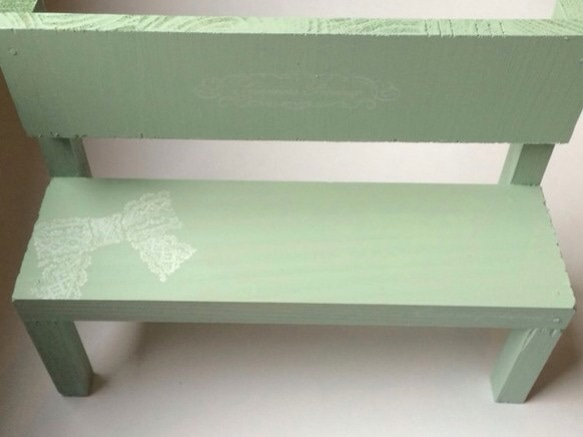 木製ミニベンチ　雑貨飾り用椅子　ペペルマント 3枚目の画像
