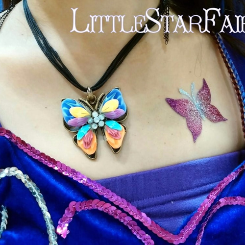 ボディージュエリーシール】バタフライA(紺)◇繰り返し使える◇ その他