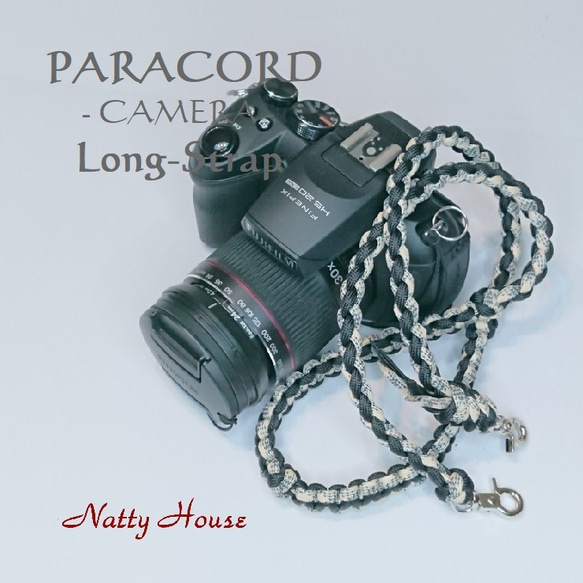 ロングストラップ カメラ PARACORD パラコード パラシュート アウトドア ロープ キャンプ 防災 手編み 送料無 2枚目の画像