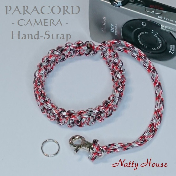 ハンドストラップ カメラ PARACORD パラコード パラシュート アウトドア ロープ キャンプ 防災 手編み 送料無 2枚目の画像