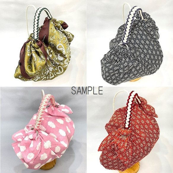 バンダナバッグベルト 風呂敷ハンド エコバッグ ふろしきバッグ 風呂敷ベルト スカーフ バンダナ   日本製 4枚目の画像