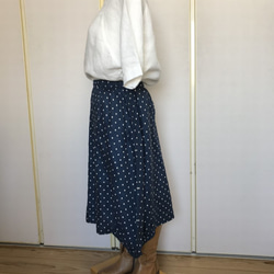 受注製作　バルーンスカート　Lサイズ　リネンドット　CHECK&STRIPE　 3枚目の画像