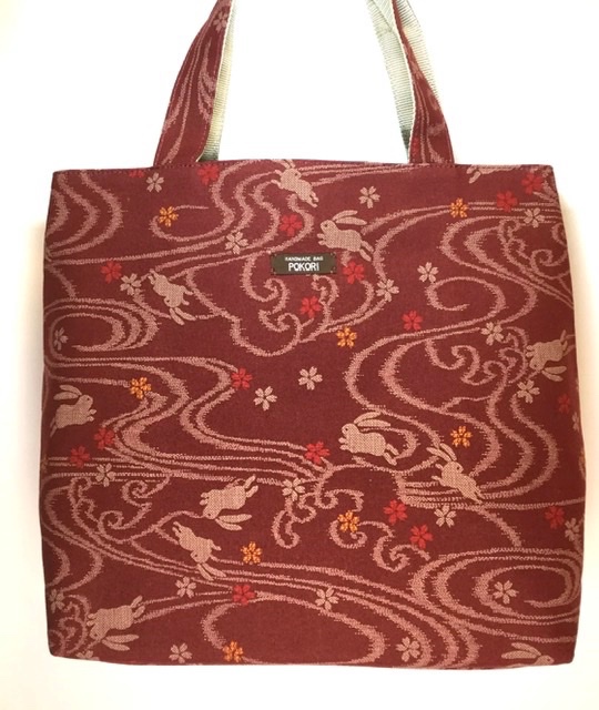 トートバッグ（和柄兎と流水桜）