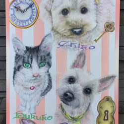 初めての方限定1匹チョークアート愛犬愛猫の似顔絵オーダー当て木加工