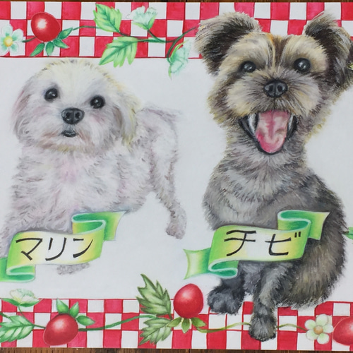 初めての方限定1匹チョークアート愛犬愛猫の似顔絵オーダー当て木加工