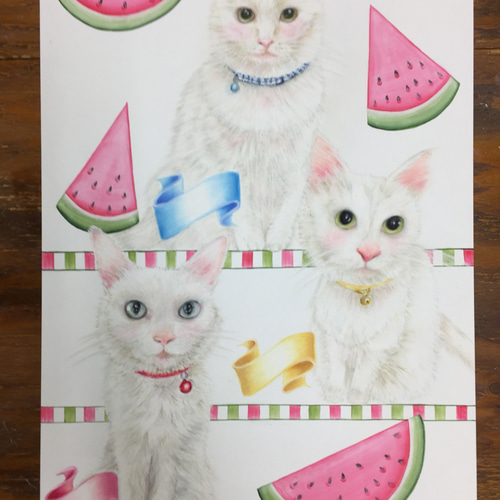 初めての方限定1匹チョークアート愛犬愛猫の似顔絵オーダー当て木加工
