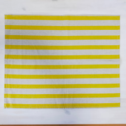 薄紫・黄色*綿麻ボーダー*一枚仕立てランチョンマット42×52＆巾着 3枚目の画像