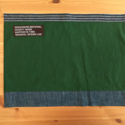 2点セット*ランチョンマット30×40＆巾着袋*緑コットン×ボーダーデニム 4枚目の画像