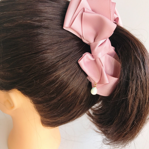 選べる3色モーヴ系スプリングカラーリボンのバナナクリップ ヘア  