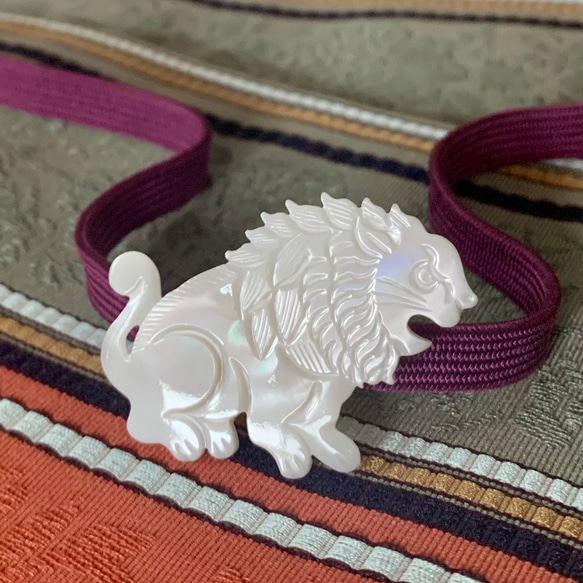 再販＊ビンテージシェルの帯留め 獅子 帯留め キクモモ堂 通販