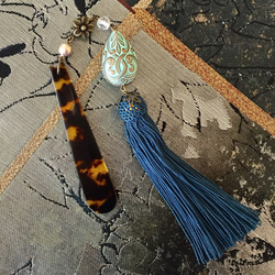 再販＊正絹タッセルの帯飾り（鉄紺） 1枚目の画像