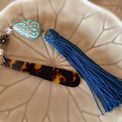 再販＊正絹タッセルの帯飾り（鉄紺） 3枚目の画像