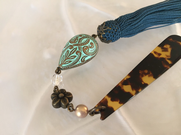 再販＊正絹タッセルの帯飾り（鉄紺） 4枚目の画像