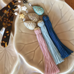 再販＊正絹タッセルの帯飾り（鉄紺） 5枚目の画像