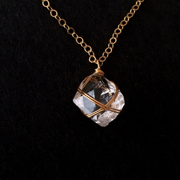 14kgf ハーキマーダイヤモンドネックレス 3枚目の画像