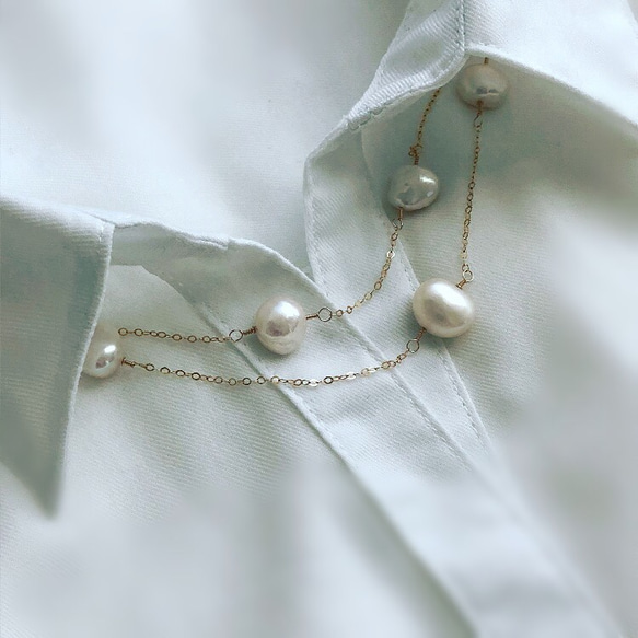 特色福袋大號珍珠項鍊和耳環套裝 第5張的照片