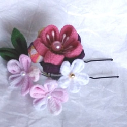 お値下げ中‼ローズピンクがかわいい簪（３点セット） 5枚目の画像