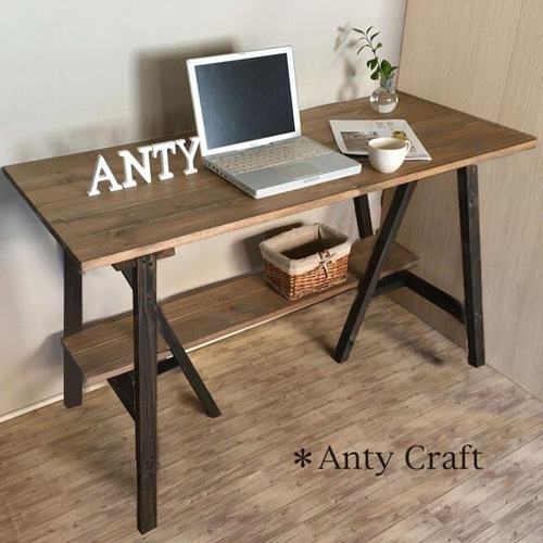 アトリエテーブル　棚1枚タイプ　作業台　店舗什器　幅120cm NEW】アトリエテーブル 棚1枚タイプ 幅120cm ウォルナット色