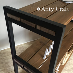 【アイアン＆天然木】2段収納棚 飾り棚 シューズラック 店舗什器 幅90cm 完成品 2枚目の画像