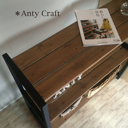 【アイアン＆天然木】2段収納棚 飾り棚 シューズラック 店舗什器 幅90cm 完成品 3枚目の画像