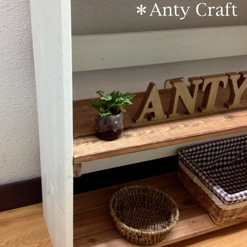 アンティーク風絵本棚（面出し3段+棚2段）幅87cm UN/UN 完成品 アンティーク風絵本棚（面出し3段+棚2段）幅87cm UN/W 完成品