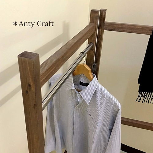 サイズオーダー可】【引取可能】無垢材 折りたたみ式ハンガーラック