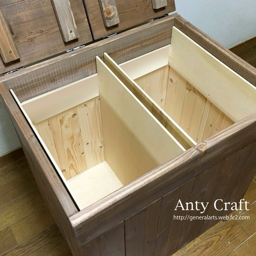 引取可能】分別ゴミ箱 45L×2袋対応 ハンドメイド アンティーク風