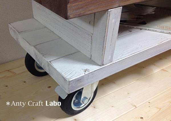 【サイズオーダー可】【引取可能】無垢材 車輪テーブル TV台 ソファテーブル 飾り棚 幅90cm UN/AW 完成品