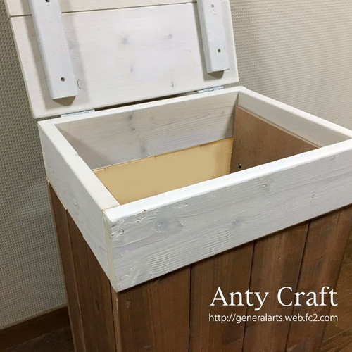 ゴミ箱 45L対応 ハンドメイド アンティーク風ダストボックス UN