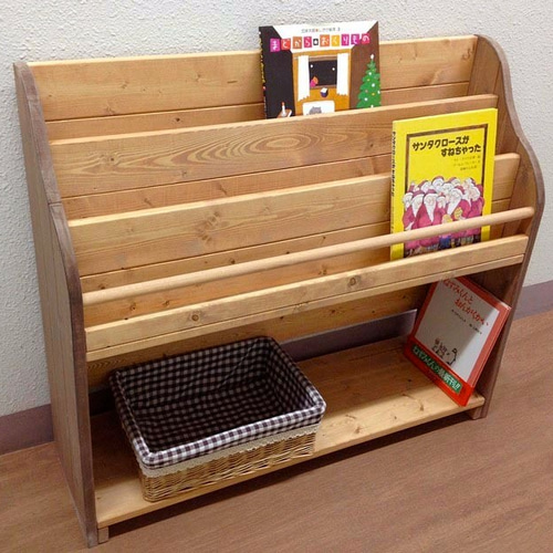 アンティーク風絵本棚（面出し3段+棚1段）幅87cm LO/UN 完成品 本棚