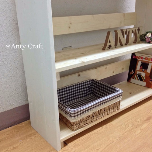 アンティーク風絵本棚（面出し3段+棚2段）幅87cm UN/UN 完成品 アンティーク風絵本棚（面出し3段+棚2段）幅87cm UN/W 完成品