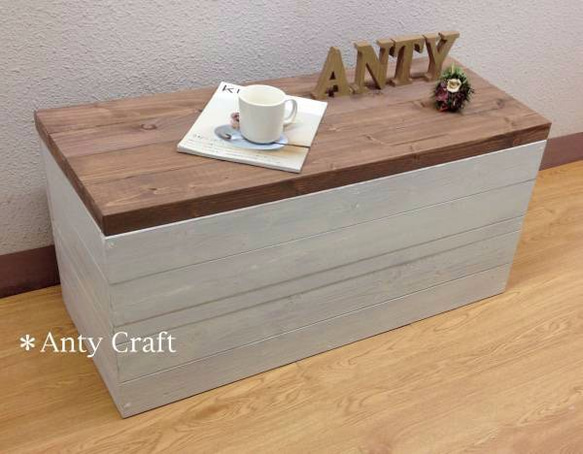 サイズオーダー可】【引取可能】無垢材 アンティーク風収納ベンチ UN