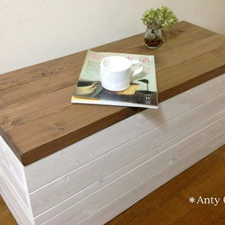 サイズオーダー可】【引取可能】無垢材 アンティーク風収納ベンチ