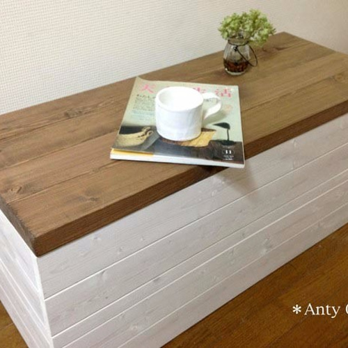 サイズオーダー可】【引取可能】無垢材 アンティーク風収納ベンチ UN/W