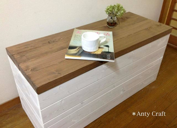 サイズオーダー可】【引取可能】無垢材 アンティーク風収納ベンチ UN/W