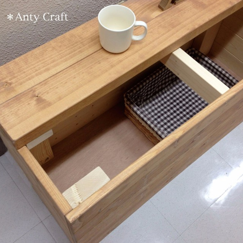 サイズオーダー可】【引取可能】無垢材 アンティーク風収納ベンチ LO