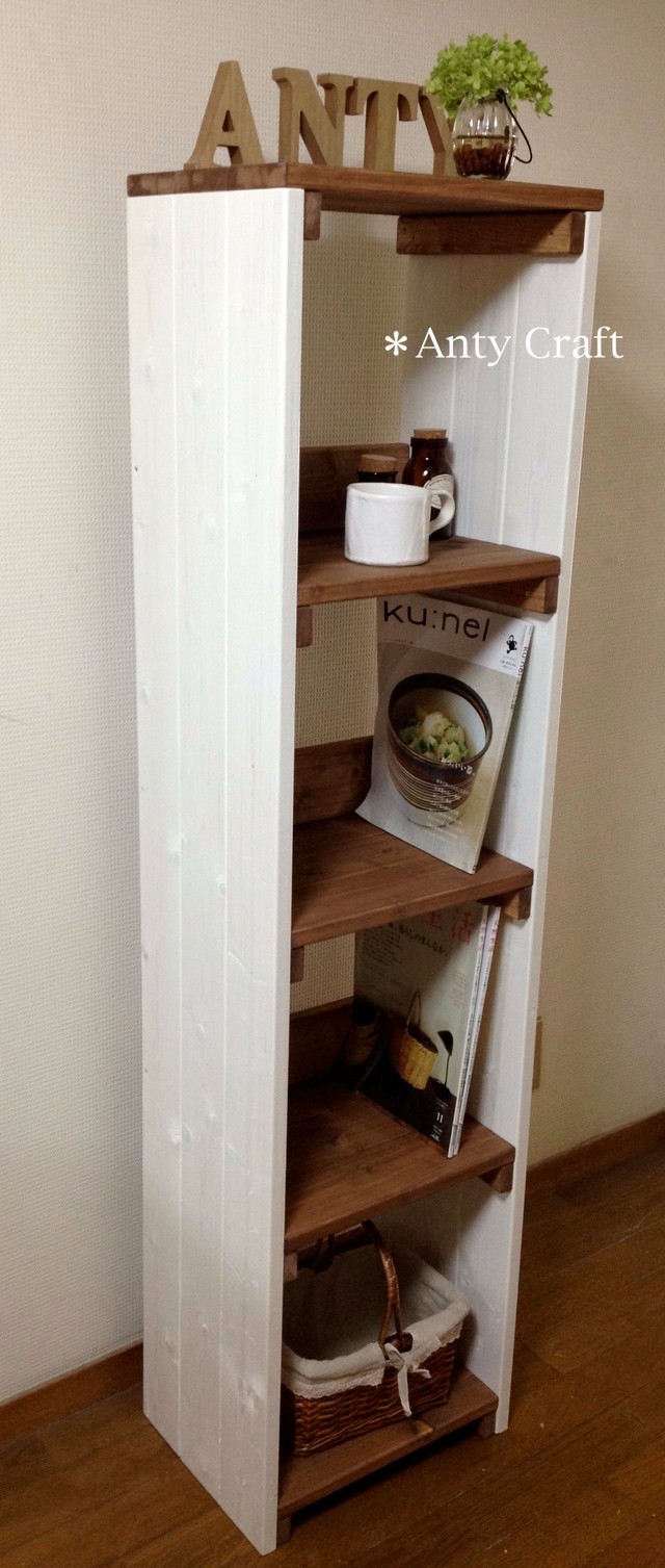 【引取可能】4段収納棚 本棚 飾り棚 幅36cm UN/W 完成品