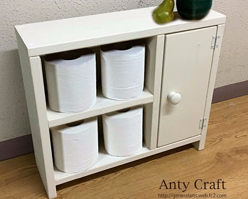 サイズオーダー可】【引取可能】無垢材 目隠し扉がついた！トイレ収納