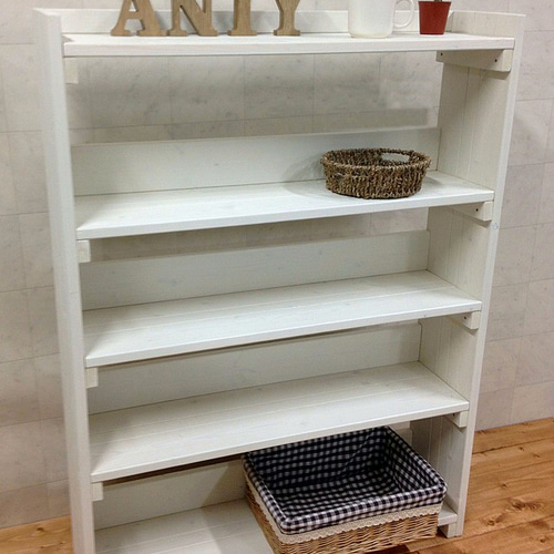 引取可能】飾り棚付き4段棚 幅80cm W/W 完成品 棚・シェルフ・ラック