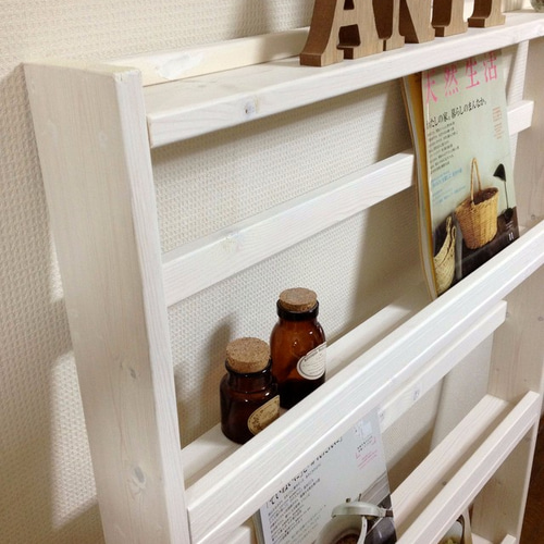 サイズオーダー可】【引取可能】無垢材 アンティーク風ラダー本棚