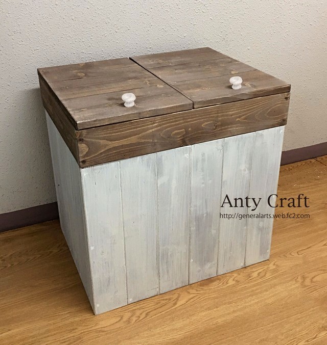 ゴミ箱 45L対応 ハンドメイド アンティーク風ダストボックス UN/W ハンドメイド 45L対応 アンティーク風ダストボックス UN/W ゴミ箱