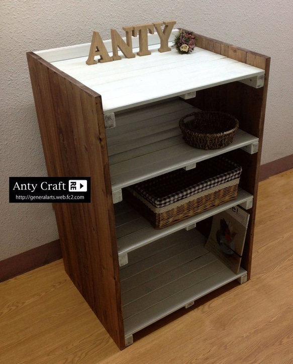 端材 飾り棚 収納　最終値下げ 端材再利用の飾り棚 本棚 キッチン収納棚 幅59cm AW/UN 完成品 棚