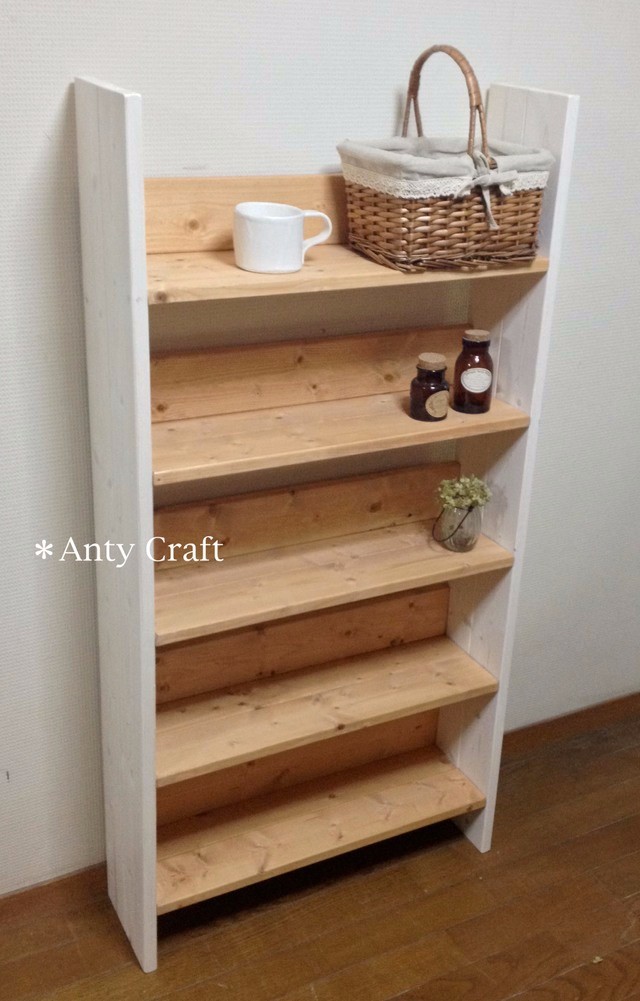 【サイズオーダー可】【引取可能】5段飾り棚 DVD収納 本棚 幅60cm LO/W 完成品