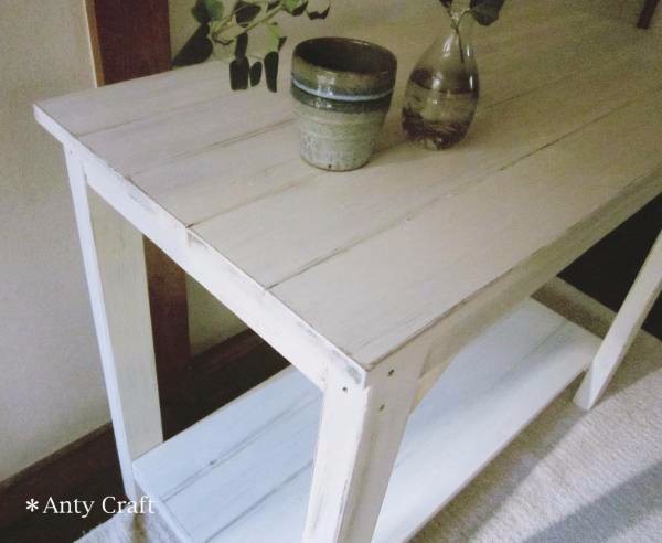 作業台（棚付き） キッチン台 PC台 ミシン台 幅90cm エイジング加工 AW/AW 完成品 16,500円