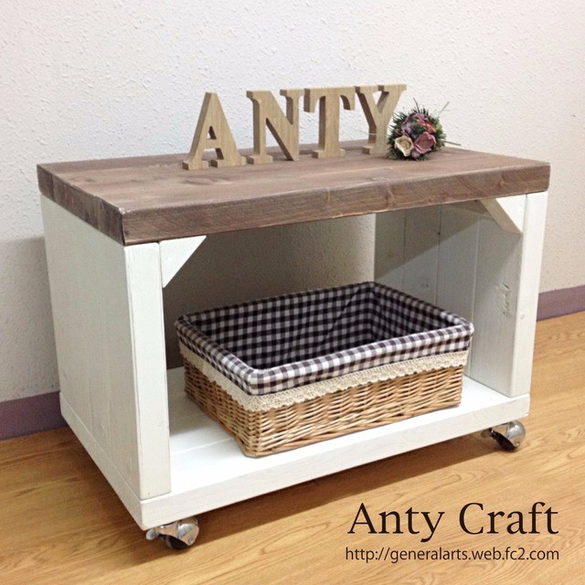 【サイズオーダー可】【引取可能】無垢材 ハンドメイド ソファテーブル 収納ベンチ TV台 PC台 UN/W 幅60cm